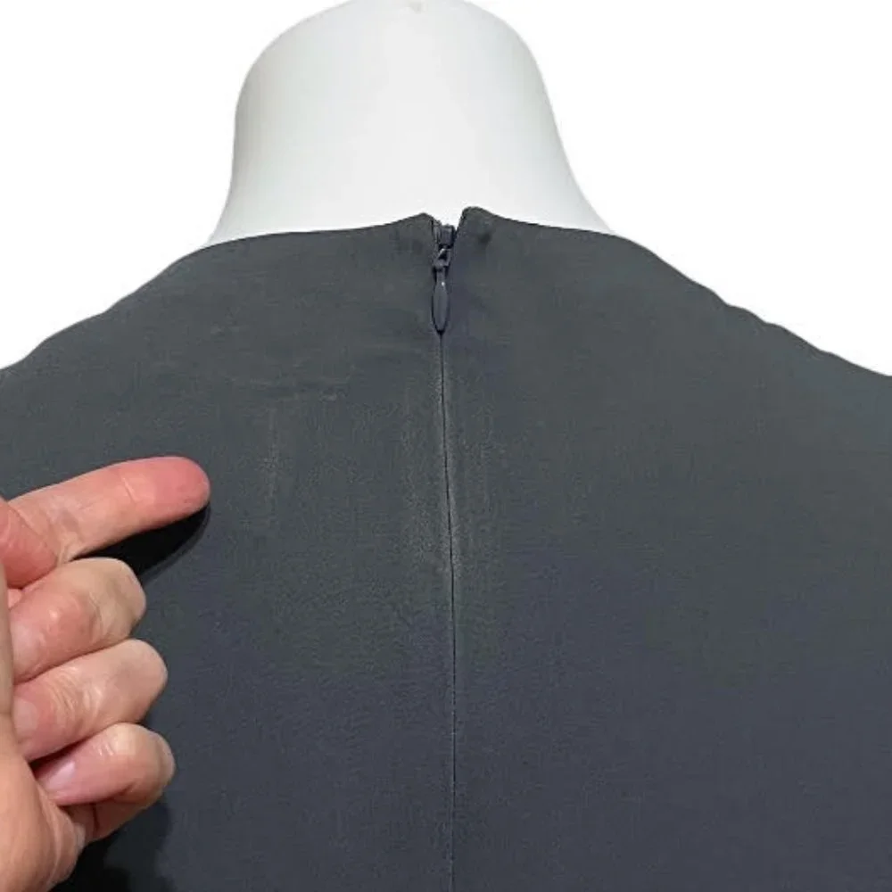 Zac Posen Grey Puff Sleeve Scoop Neck Dress - Picture 8 of 8